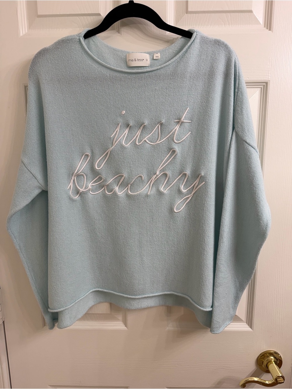 Mia & Tess Light Blue 'Just Beachy' Pullover Sweater
